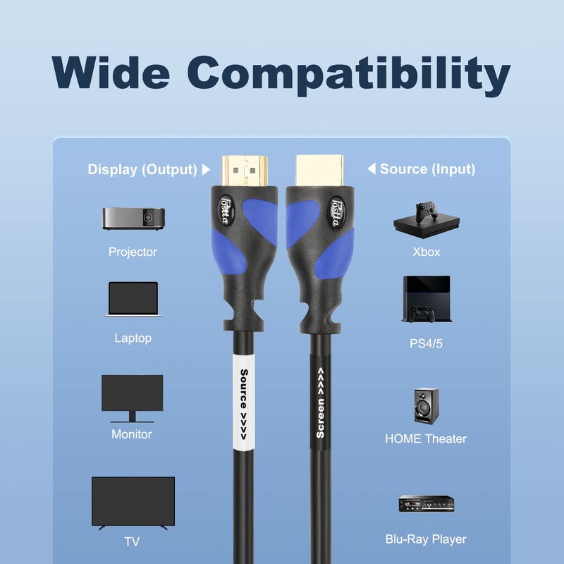 Postta HDMI Cable(75 Feet Blue) HDMI 2.0V with Built-in Signal Booster-Support 4K,3D,1080P,Ethernet,Audio Return-1 Pack - Image 3